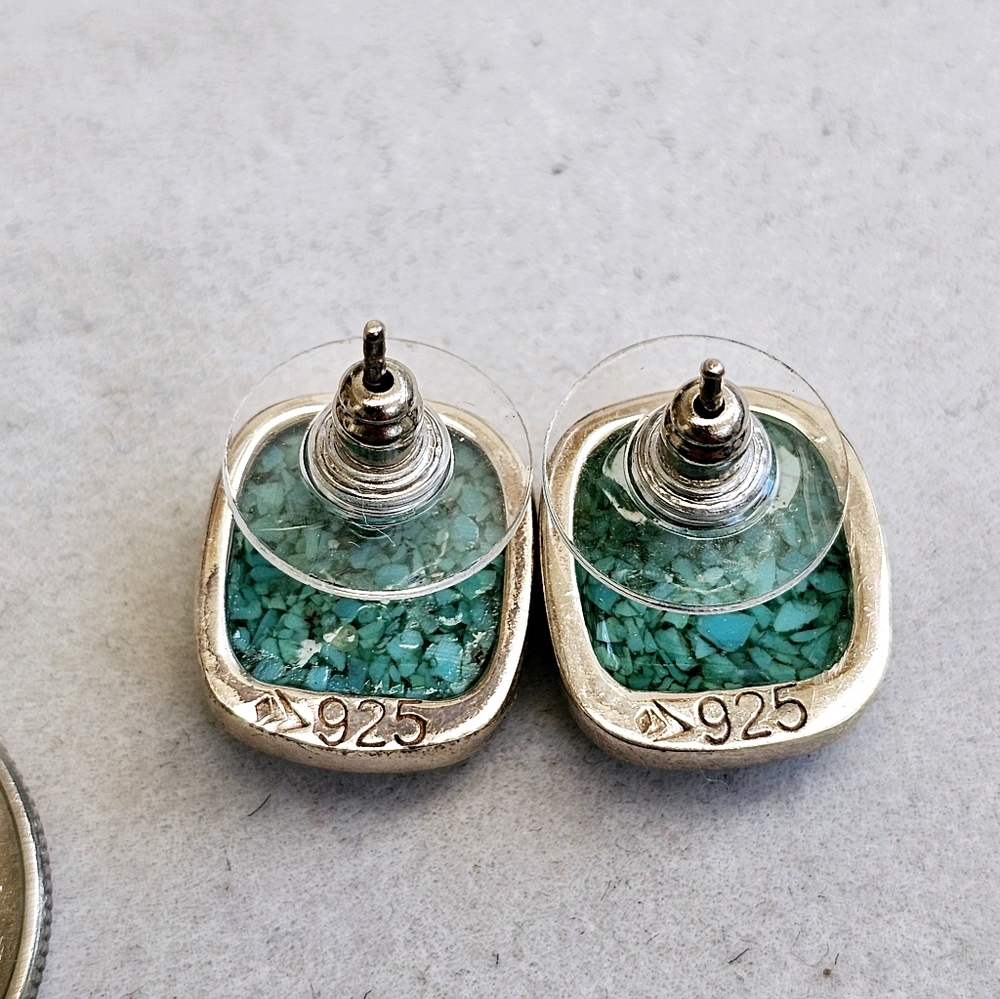 Silpada Crushed Turquoise 925 Earrings - Picture 9 of 12